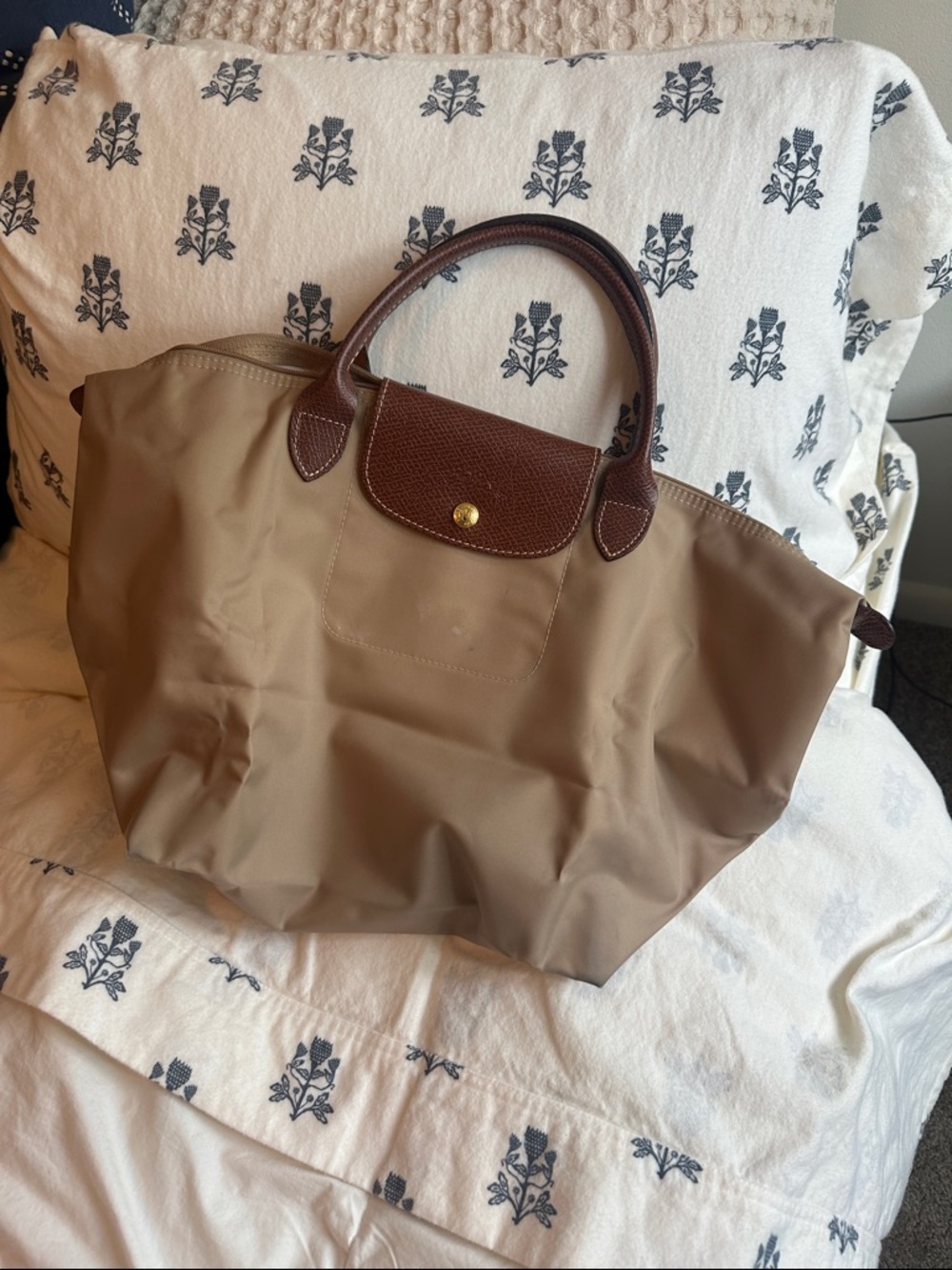 Longchamp Le pliage Brown Nylon Tote Bag with  Brown handles